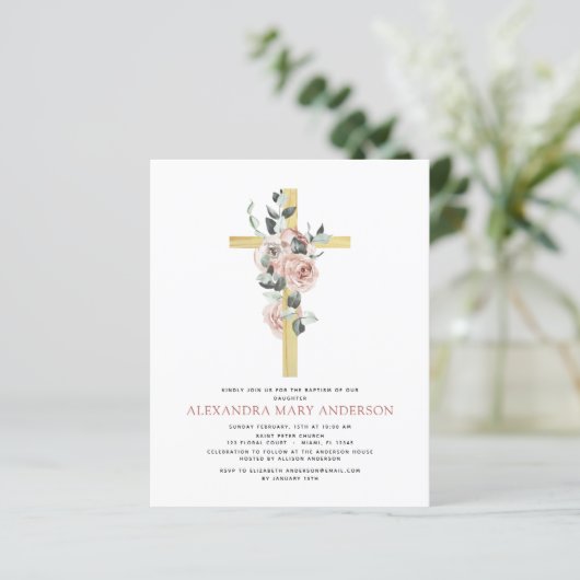 Budget Baptism Greenery Dusty Pink Rose (Staand voorkant)