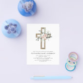Budget Baptism Greenery Dusty Pink Rose Flyer (Enkel)