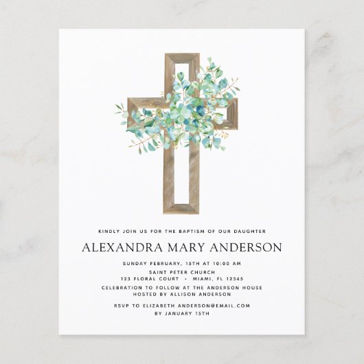 Budget Baptism Greenery Sage Eucalyptus Flyer (Voorkant)