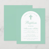 Budget Baptism Mint Arch Christening Uitnodiging (Voorkant / Achterkant)
