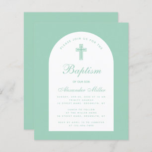 Budget Baptism Mint Arch Christening Uitnodiging