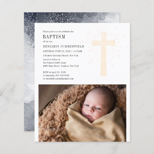 Budget Baptism Religieuze Event Elegant Baby Foto (Voorkant / Achterkant)