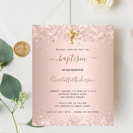 Budget baptism roos gouden uitnodiging