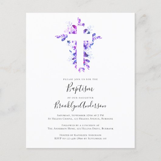 BUDGET Baptism Uitnodiging | Eucalyptus Cross (Voorkant)