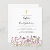 BUDGET Baptism Uitnodiging | Wilde bloem (Voorkant / Achterkant)