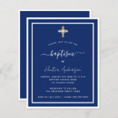 Budget baptisme blauw witte volwassen uitnodiging (Voorkant / Achterkant)