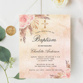 Budget baptisme blush roos pampas grasschrift