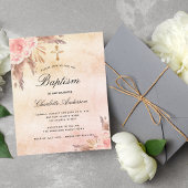 Budget baptisme blush roos pampas grasschrift