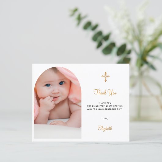 Budget baptisme boogfoto bedankt (Staand voorkant)