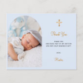 Budget baptisme boogfoto blauw jongetje bedankt (Voorkant)