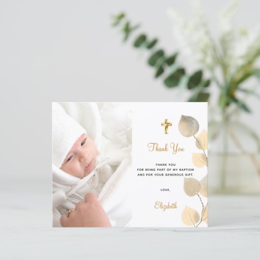 Budget baptisme eucalyptus foto golden Bedankt (Staand voorkant)