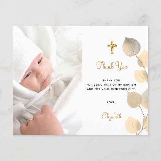 Budget baptisme eucalyptus foto golden Bedankt (Voorkant)