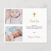 Budget baptisme foto tweeling elegant bedankt (Voorkant)
