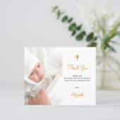 Budget baptisme foto witte QR code bedankt kaart (Staand voorkant)