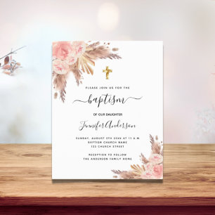 Budget Baptisme girl pampas gras roos goudbrij