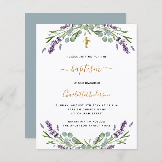 Budget baptisme lavender eucalyptus (Voorkant / Achterkant)