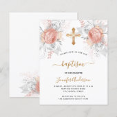 Budget Baptisme roos goudflorals meisje wit (Voorkant / Achterkant)