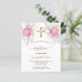 Budget Baptisme roze florals meisje elegant (Staand voorkant)