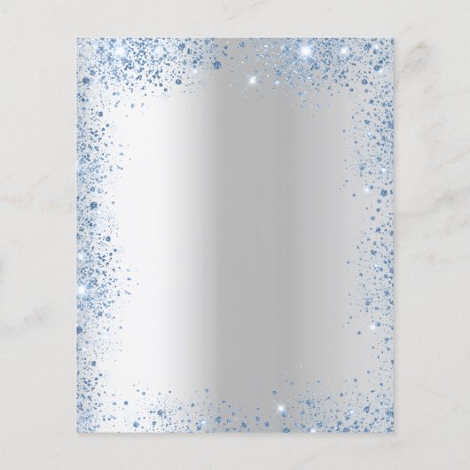 Budget baptisme Silver Blue boy glitter-uitnodigin (Achterkant)