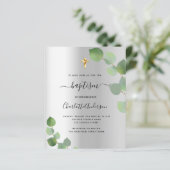 Budget baptisme Silver Eucalyptus Uitnodiging (Staand voorkant)