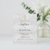 Budget baptisme Silver Glitter-uitnodiging voor vo (Staand voorkant)