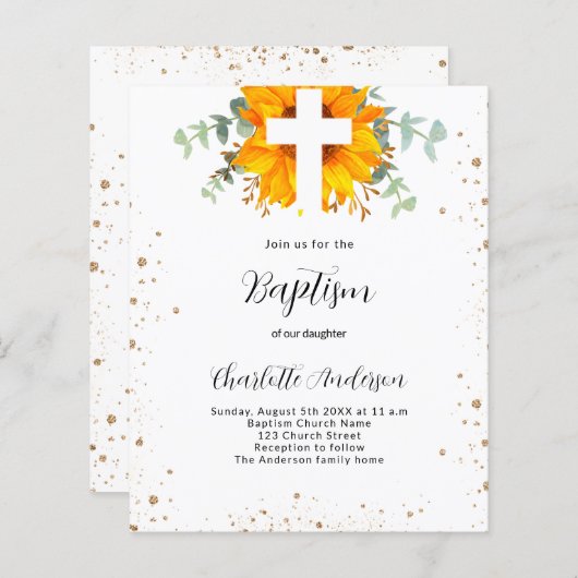 Budget Baptisme sunflower eucalyptus (Voorkant / Achterkant)