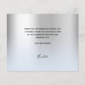 Budget baptisme zilveren blauwe foto bedankt kaart (Achterkant)