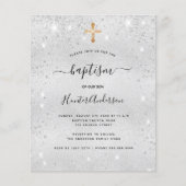 Budget baptisme zilveren glitter boy girl uitnodig (Voorkant)