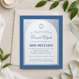 Budget Bar Mitswa Klassiek Blauw Zilveren Uitnodig
