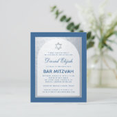 Budget Bar Mitzvah Classic Blue Silver Uitnodiging (Staand voorkant)