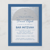 Budget Bar Mitzvah Classic Blue Silver Uitnodiging (Voorkant)