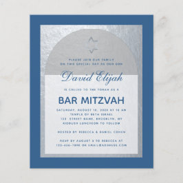Budget Bar Mitzvah Classic Blue Silver Uitnodiging