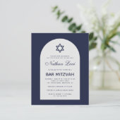 Budget Bar Mitzvah uitnodiging in Navy Blauw met B (Staand voorkant)