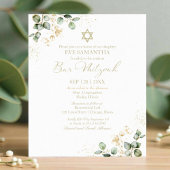 Budget Bar Mitzvah Uitnodiging | Vergulde eucalypt