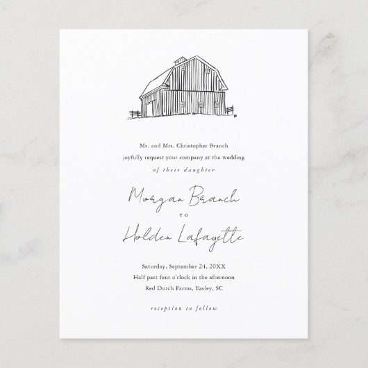 Budget Barn Sketch Rustic Wedding (Voorkant)