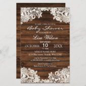 Budget Barn Wood Lace Baby shower Uitnodiging (Voorkant / Achterkant)