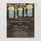 Budget Barn Wood Mason Jar Housewarming Invitation (Voorkant)
