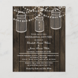 Budget Barn Wood Mason Jar Rehearsal Dinner Invite