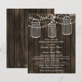Budget Barn Wood Mason Jar Rehearsal Dinner Invite