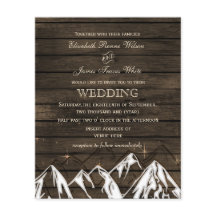 Budget Barn wood Mountains Wedding Invitation