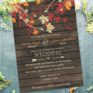 Budget Barn Wood Rustic Fall Weduwen Uitnodigingen