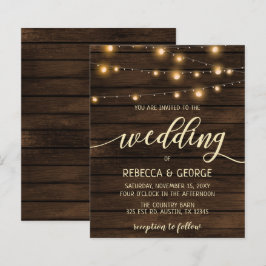 Budget Barn Wood String-lampjes Weduwen-uitnodigin