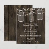 Budget Barnwood Mason Jars Wedding Invitations (Voorkant / Achterkant)
