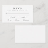 Budget Basic Classic Black White RSVP Meal Kaart Notitiekaartje (Voorkant / Achterkant)