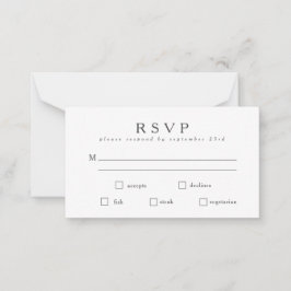 Budget Basic Classic Zwart Wit RSVP Maaltijdkaart Notitiekaartje