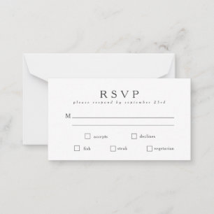 Budget Basic Classic Zwart Wit RSVP Maaltijdkaart Notitiekaartje
