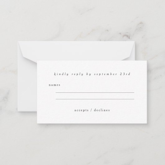 Budget Basic Minimalist Zwart Wit RSVP Notitiekaartje (Voorkant)