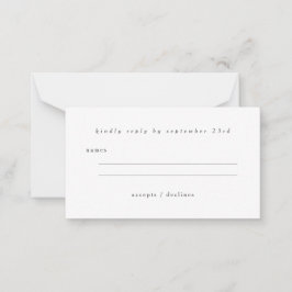 Budget Basic Minimalist Zwart Wit RSVP  Notitiekaartje