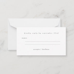 Budget Basic Minimalist Zwart Wit RSVP Notitiekaartje