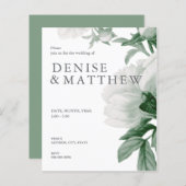 Budget Basil Colored Wedding Invitation (Voorkant / Achterkant)